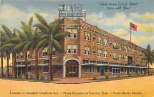 Punta Gorda Florida 1940s Postcard Hotel Princess on Charlotte Bay