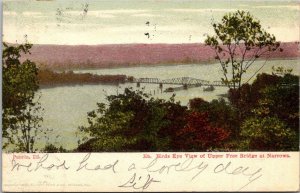 Illinois Peoria Birds Eye View Of Upper Free Bridge At Narrows 1906