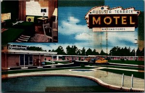 c1948 AUGUSTA GA AUGUSTA TERRACE MOTEL AIR CONDITIONED LINEN POSTCARD 34-218