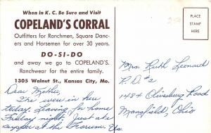 F33/ Kansas City Missouri Postcard c1950s Ranch Clothes Store Copeland's Corral