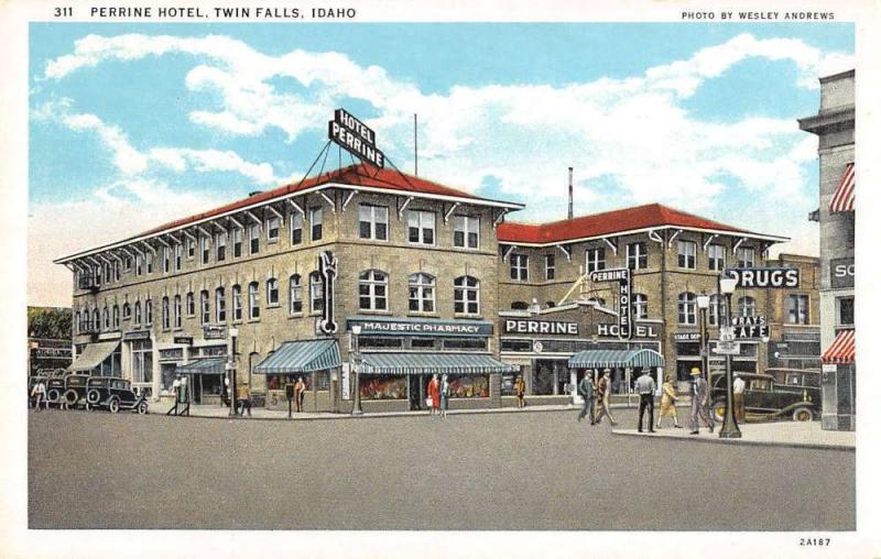 perrine hotel twin falls idaho L3044 Antique Postcard