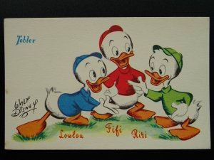 French Walt Disney Donald Duck Character NEPHEWS c1950s PC by Tobler Chocolate