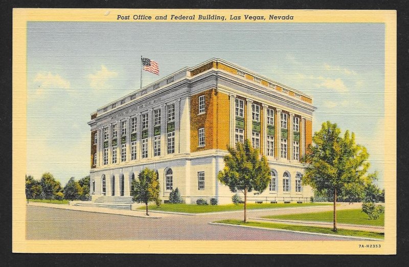 Post Office & Federal Building Las Vegas Nevada Unused c1937