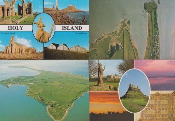 Holy Island 4x Mint Postcards incl 2x Aerial Birds Eye Postcard s