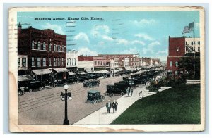 1921 Minnesota Avenue Kansas City Postcard Street Scene Cars People 
