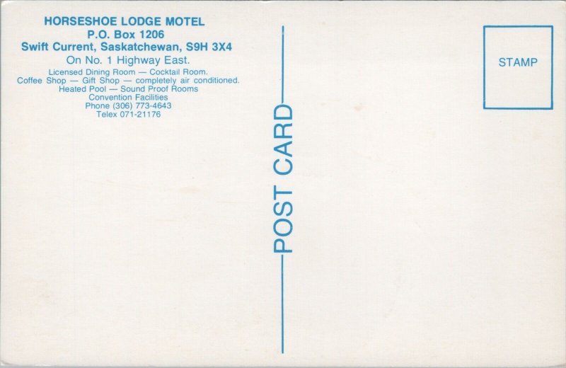 Canada Horseshoe Lodge Motel Saskatchewan Vintage Postcard C215