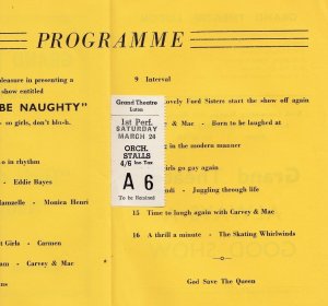 Luton Bedfordshire Naughty Girls 1950s Theatre incl Skating Juggling Programme