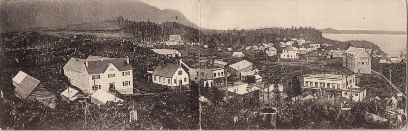 Prince Rupert BC Panorama Hotel Calumet Early Panoramic Postcard E77 *as is