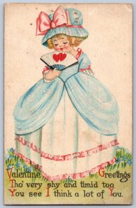 K47/ Valentine's Day Love Holiday Postcard c1910 Child Dress Girl 437