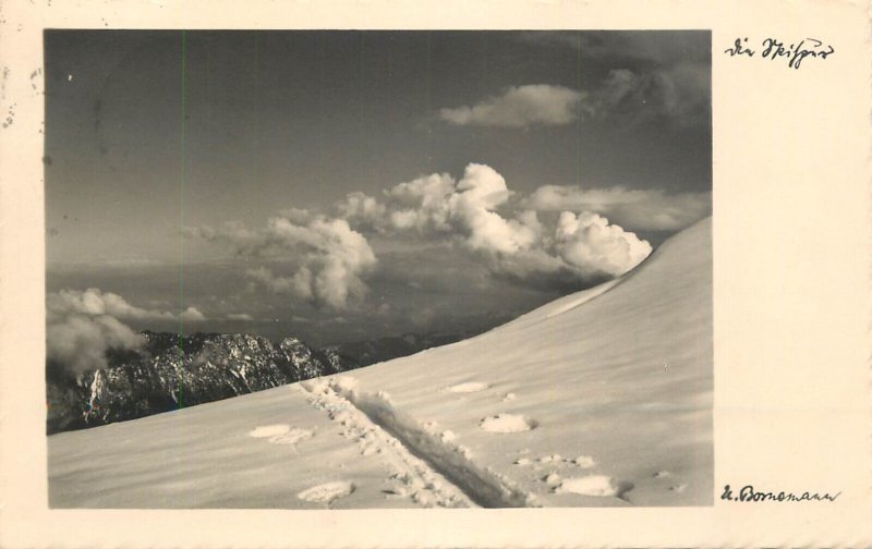 Mountaineering Austria Winter scenic photo postcard 1931