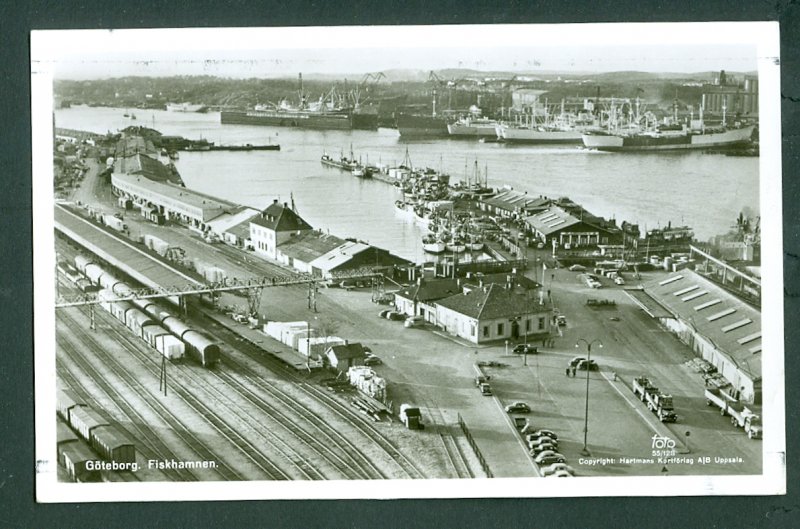 Sweden. Photo. Goteborg Fishing Harbor. Ships,Railway,People,Cars,Truck