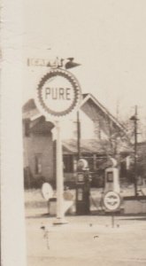 Ames IOWA RPPC c1930 GARAGE Gas Station TOW TRUCK Pure Gasoline U.S. TIRES IA