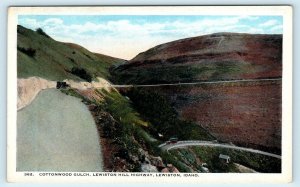 LEWISTON, ID Idaho ~ Highway COTTONWOOD GULCH c1920s  Car Postcard