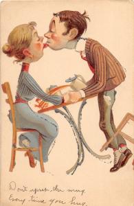 B93/ Germany Foreign Postcard c1910 Comic Kiss Glitter Artistic Table Tipped 44