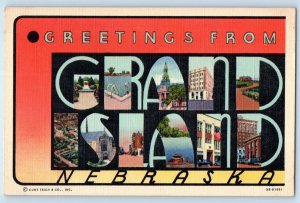 c1940 Grand Island Nebraska Postcard Greetings Big Letter Multiview Unposted