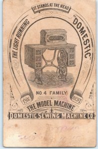 c1880s Domestic Sewing Machine Frank Hine Hand Colored Trade Card Engraved C28