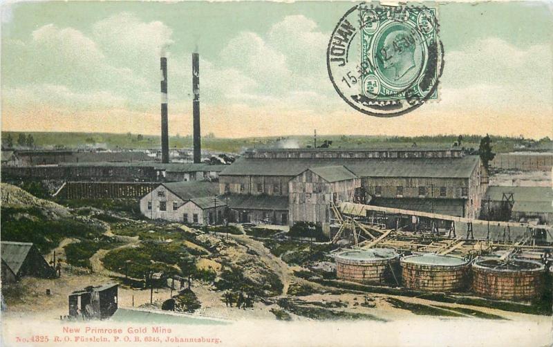 New Primose Gold Mine , Johannesburg mining industry vintage postcard 1912