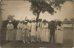 PC REAL PHOTO COLONIZERS NAMES ON BACK DAHOMEY BENIN MISSIONARIES (A23516)