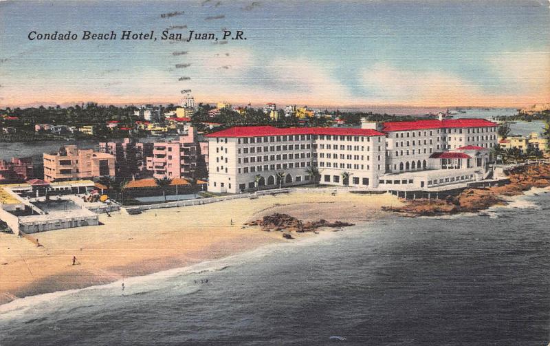 Condado Beach Hotel, San Juan, Puerto Rico, Early Linen Postcard, Used