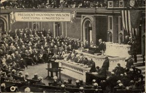 US PRESIDENT WOODROW WILSON Addressing Congress c1920 Postcard