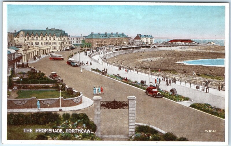 c1950s Porthcawl, Wales Promenade Seaside Resort Buses Cars Beach Coastline A360