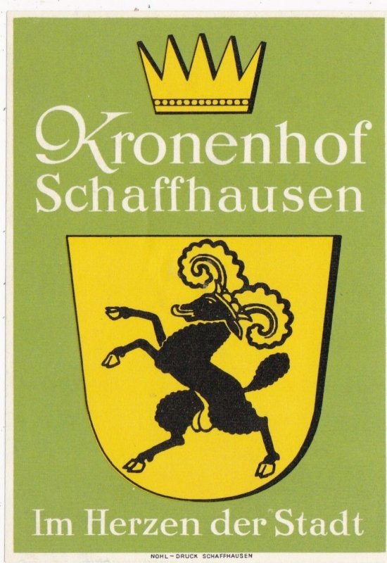 Switzerland Schaffhausen Kronenhof Vintage Luggage Label sk4198
