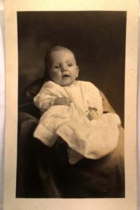 pre-1930 rppc CUTE INFANT BABY taken at studio in Akron Ohio OH postcard y3621