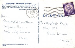 Paradise Bay Lake George New York MV Mohican Postcard PM Lake George NY Cancel 