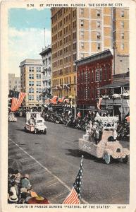 E48/ St Petersburg Florida Postcard 1926 Floats Parade Festival of States