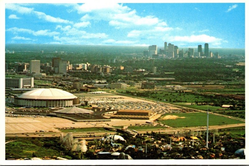 Texas Houston Aerial View Showing Astrodome and Astroworld