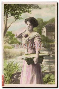 Old Postcard Fantasy Easter Pisces Female