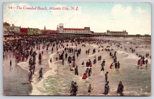 1912 The Crowded Beach Atlantic City New Jersey NJ Boardwalk Posted Postcard