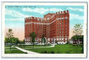 1939 Hurley Hospital Exterior Roadside Flint Michigan MI Posted Vintage Postcard