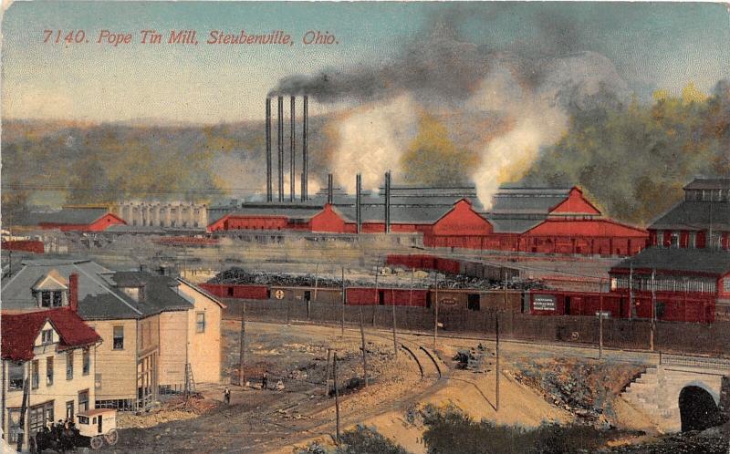 F6/ Steubenville Ohio Postcard c1910 Pope Tin Mill Factory