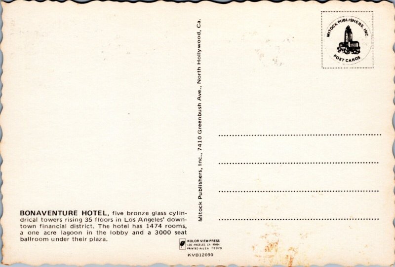 Postcard CA Los Angeles - Bonaventure Hotel lobby 