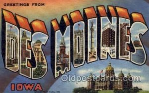 Des Moines, Iowa Large Letter Town Unused 