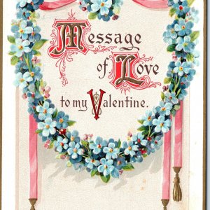 1909 Message of Love To My Valentine H. Wessler Embossed Lilacs Postcard A68