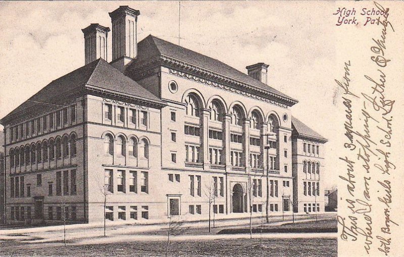 Postcard High School York PA 1906