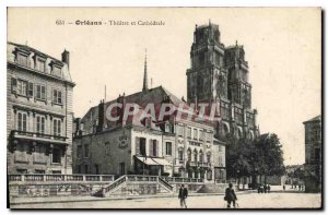 Old Postcard Orleans Theater and Cathedrale