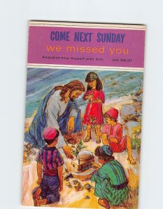 Postcard - Church Invitation Card with Bible Verse and Jesus Children Art Print