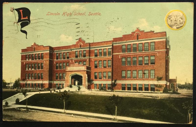 Postcard Used Lincoln High School Seattle WA LB