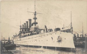 H60/ Ship RPPC Postcard U.S.S. Pennsylvania c1915 Battleship Navy 113