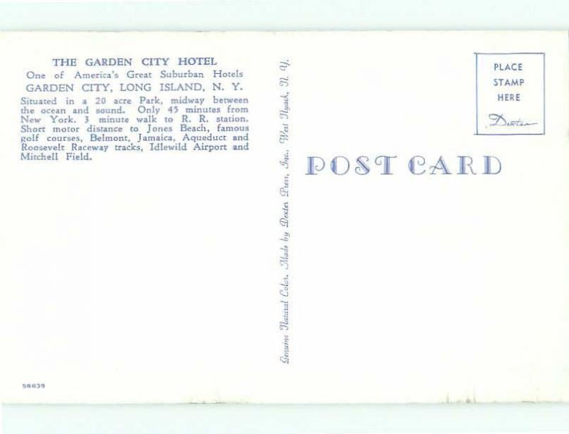 Pre-1980 THE GARDEN CITY HOTEL Long Island - Garden City New York NY hr6265@