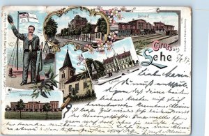 Bremerhaven Germany Postcard Multiview Greetings from Lehe 1897 Antique
