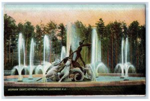 c1905 Georgian Court Neptune Fountain Horse Statue Lakewood New Jersey Postcard