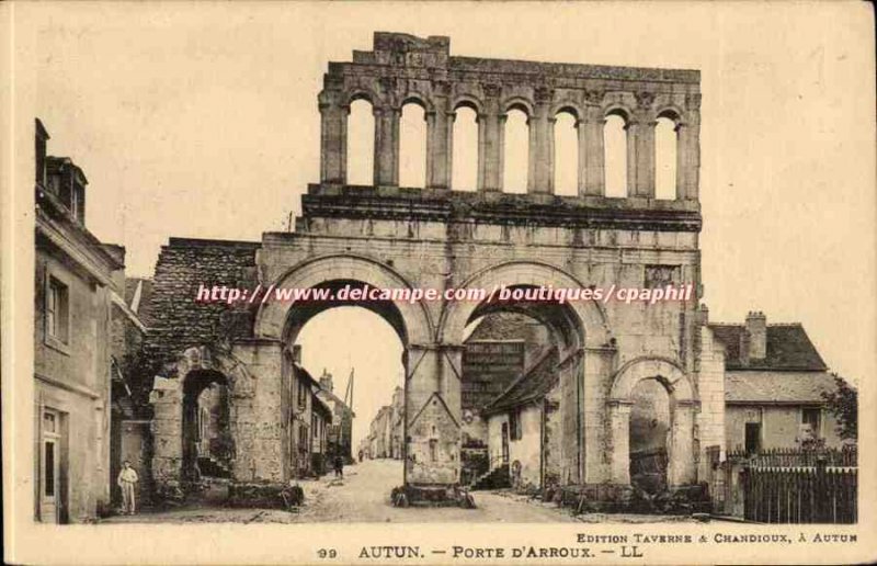 Autun Old Postcard Porte d & # 39Arroux