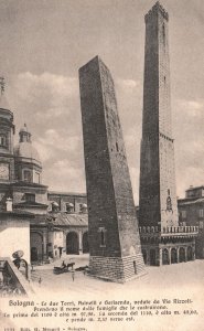 Vintage Postcard Bologna Le Due Torri Asinelli E Garisendo Vedute Da Via Rizzoli