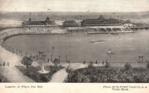 Vintage Postcard Lagoon At Playa Del Rey Photo Sub-Post Card L.A. Trade Mark