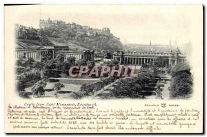 Old Postcard Edinburgh Castle from Scott Monument