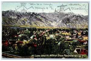 1913 Mt. Lowe and Mt. Wilson from Pasadena California CA Exposition Postcard